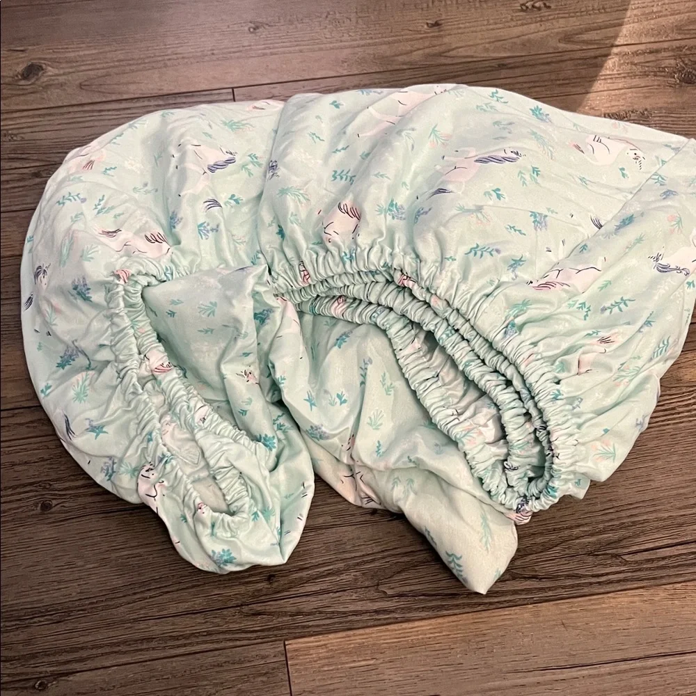 Cuddl Duds Mint Green Unicorn Print Sheets